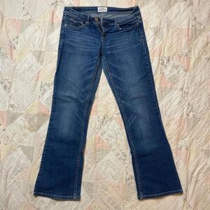 aeropostale 2012 lowrise medium dark wash blue chelsea bootcut jeans 5/6 short